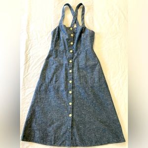 Madewell Chambray Denim Tank Button-Front Midi Dress - Apron Dress Size 00